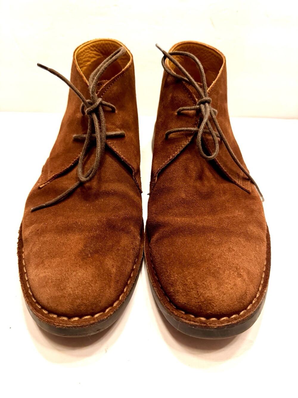 9.5 Brooks Brothers Brown Suede Chukka Boots Made In Italy Ankle Lace Low